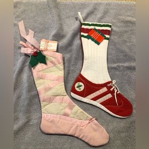 NEW Vintage 1986 Hallmark Christmas Stockings - Ballet Slipper and Running Shoe